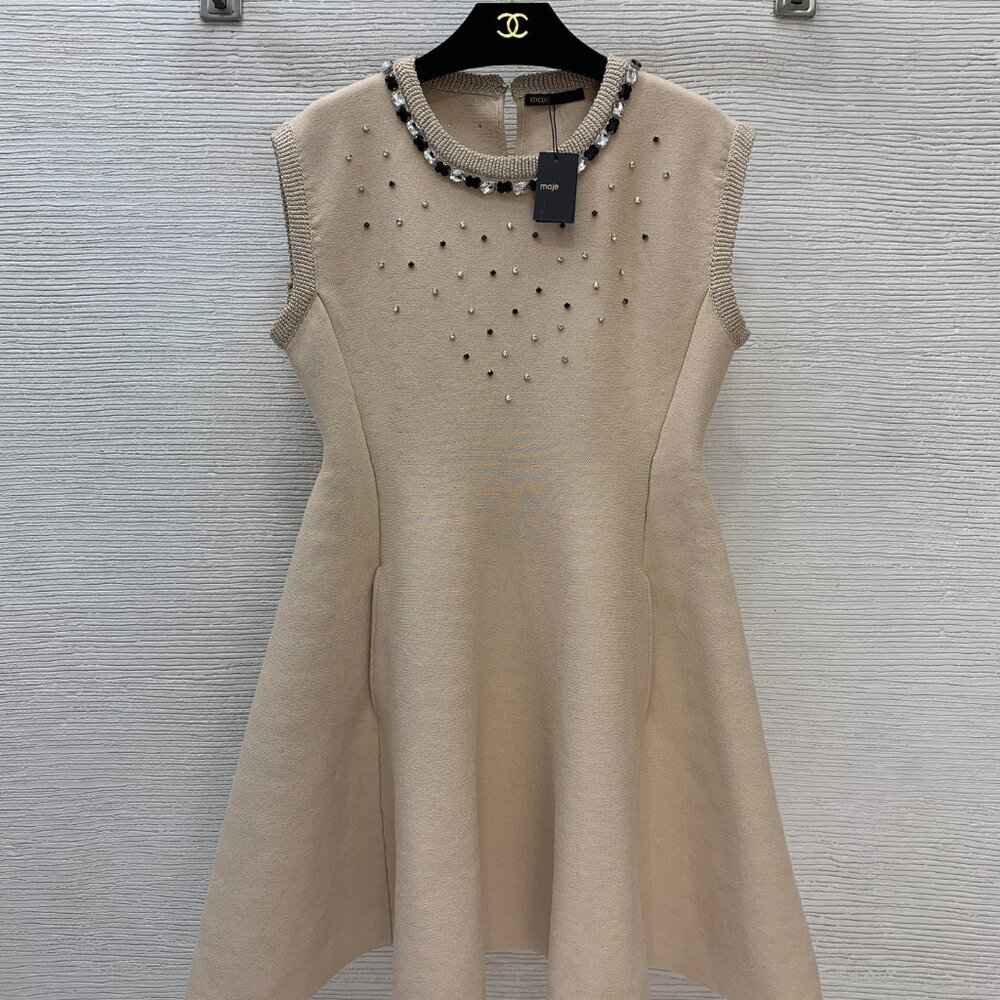 Maje new rhinestone-embellished knit dress, sizes S-XL